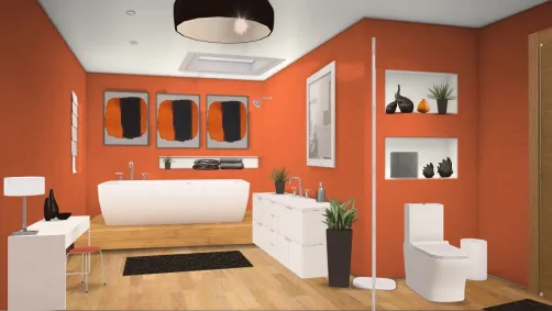 Modern orange bathroom
