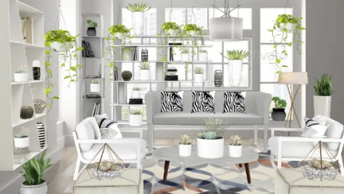 Totally white with plants, plants plants