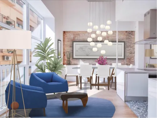 Kitchen,  Dining Room with a sitting area.