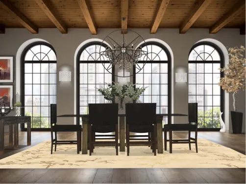 Wood and Crystal dining room