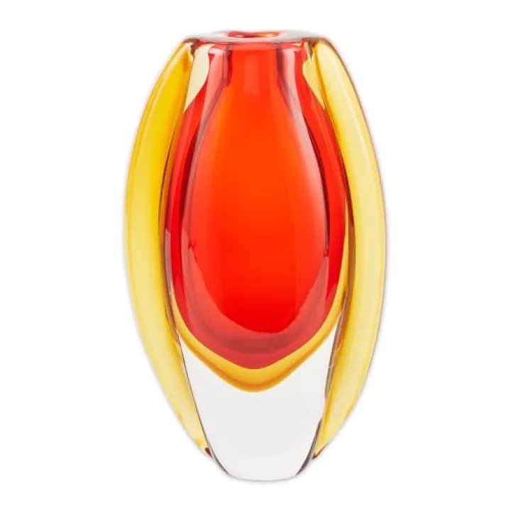 Zingz & Thingz Decorative Glass Vase, Sunfire, 5.5x3x9