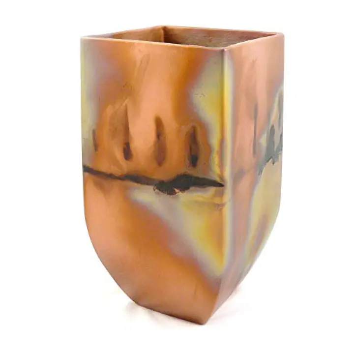 American-Made Copper Patina Square Mantel Vase, 9"