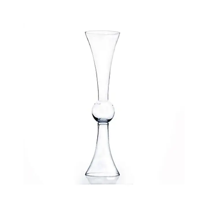 WGV Tall Trumpet Vase, Open 6", Height 24", Base 6", (Multiple Size/Color Choices) Clear Reversible Latour Floral Wedding Centerpiece Home Event Decor, 1 Piece (VTV2124)