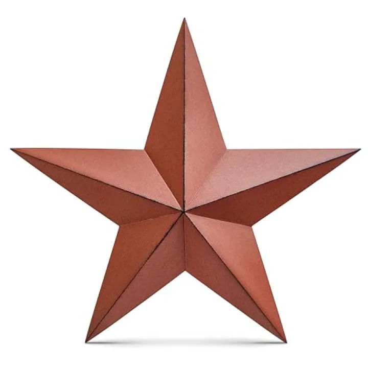 BCD 8" Rustic Barn Star Wall Decor - Handmade Burgundy Country Metal Star - Primitive Farmhouse Decor for Home, Outdoor, Party & Birthday Decorations, Vintage Metal Ornament