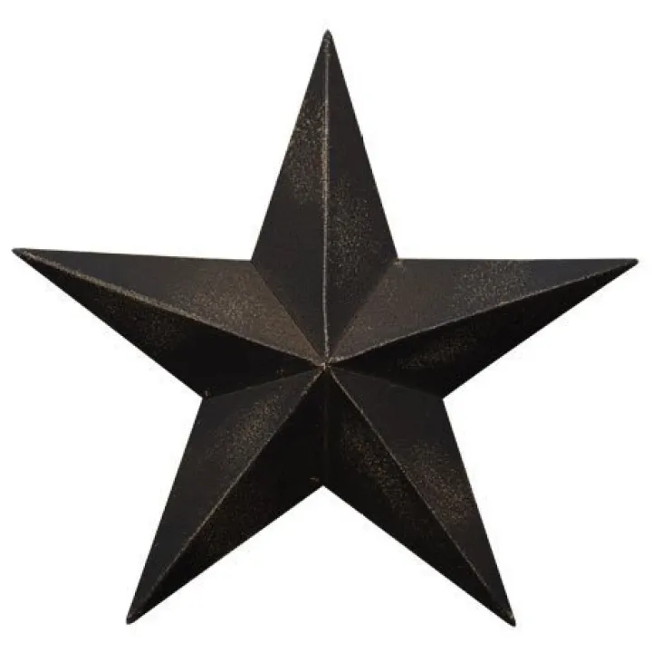 Home Collection Dimensional Steel Metal Barn Star, 12-inch, Black Antique Matte Finish, Lightly Distressed