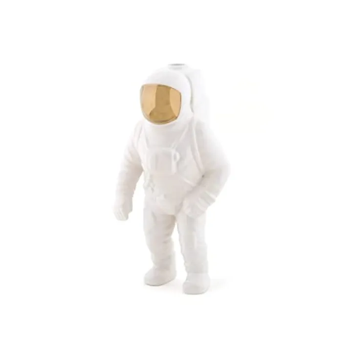 Seletti Diesel Living vase, Astronaut Design, Porcelain, 30 cm Tall, 15 cm x 11 cm White