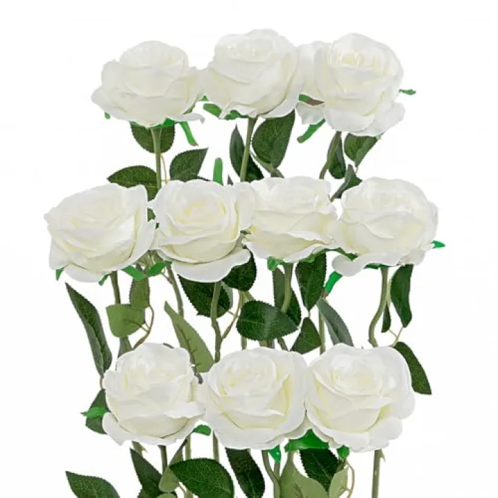 Luyue 10PCS Artificial Roses Flower with Stems Slik Fake Flowers Bouquet Realistic Long Stem Faux Rose for Wedding Home Decor