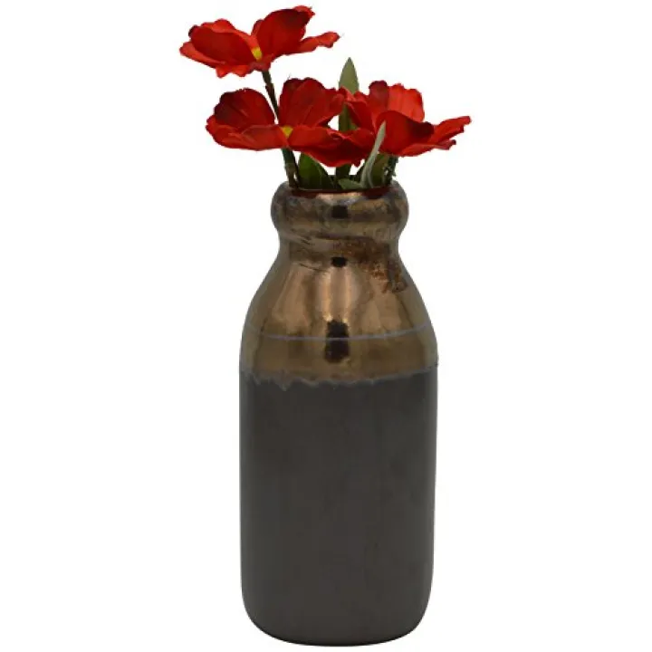iDecor TS3313-H20 Modern Ceramic Vase, Brown/Bronze