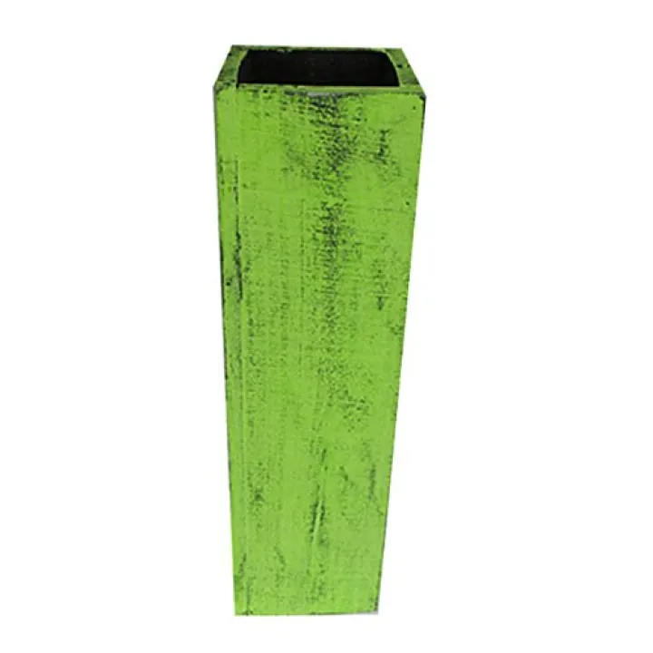 IGC Wood/Wooden Vase - 14" Lime Green Distressed - Handmade Decorative Vintage Wooden Rustic Vase - Table Top Floral display