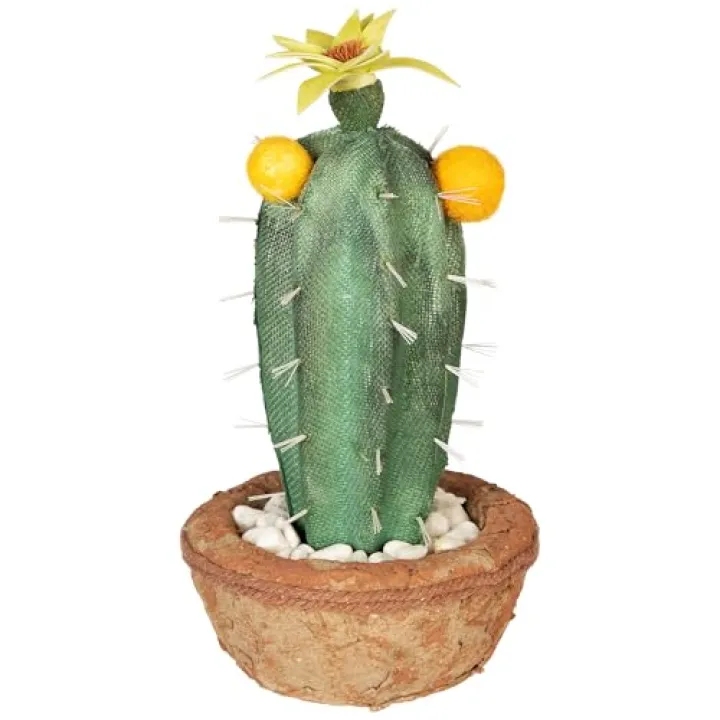 Northlight 12” Green Potted Southwestern Style Artificial Cactus Plant with Flowers
