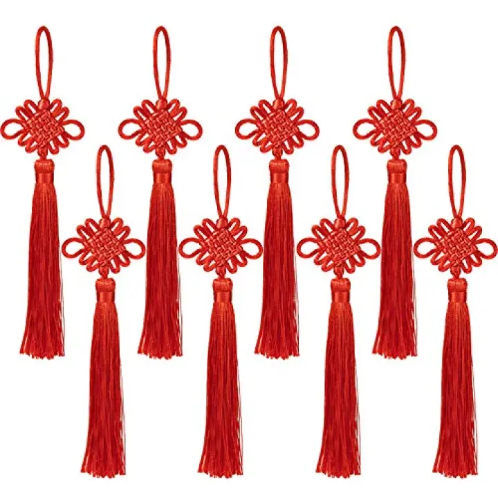 CHENGU 20 Pcs Chinese Knot The Fortune Tassel Satin Silk Handmade Chinese Knotting Cord for New Year's Gifts, Spring Festival and Home Decor