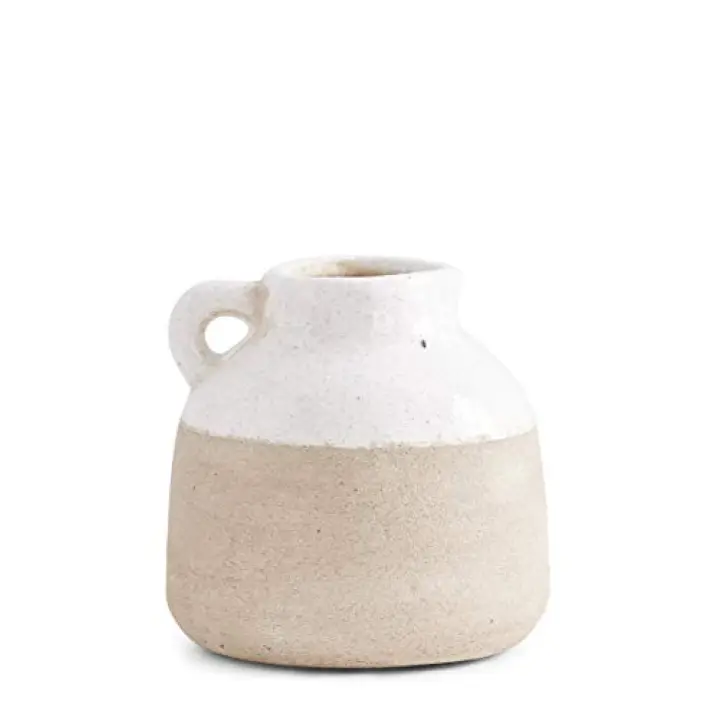 K&K Interiors VASES 4.5 Inch Ceramic Pot with Light Cream Glaze on Top