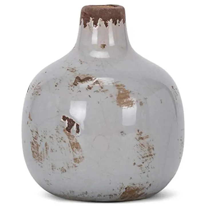 47th & Main Vintage Ceramic Vase Mini, Round Grey
