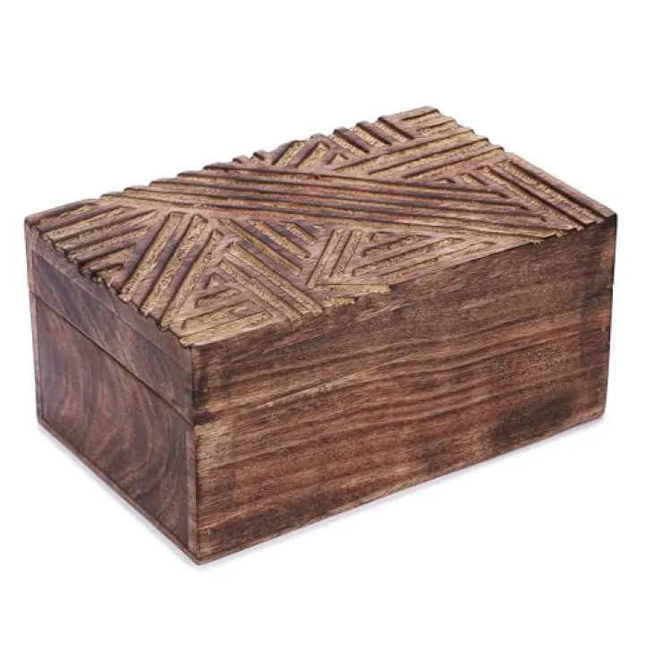 Ajuny Hand Carved Wooden Jewelry Box: Elegant Vintage Keepsake Box for Men/Women, Decorative Memory Box, Ideal Wooden Box Decorative Box or Storage Box for All Occasions