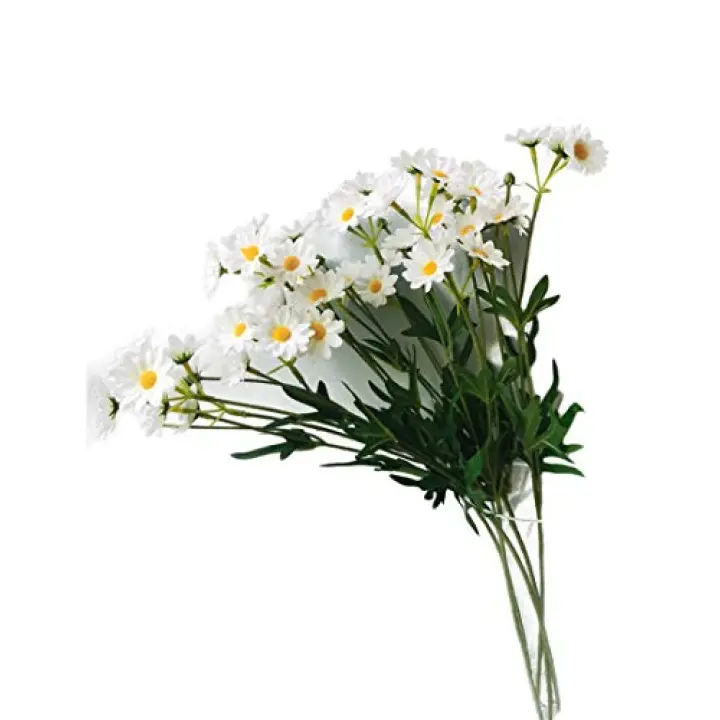 Suandsu 5 Bouquet Artificial Daisy Field Daisy Fake Silk Marguerites Flowers Home Hotel Office Garden Craft Art Decor 20'' High White