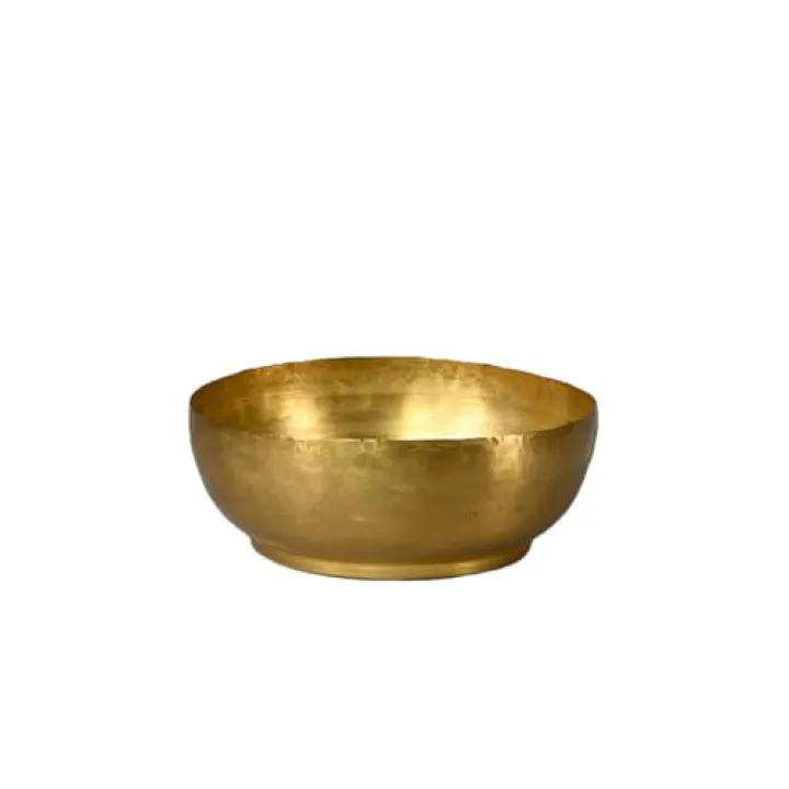 Serene Spaces Living Lightweight Antique Brass Decorative Bowl - Elegant Potpourri Catchall for Diwali Home Décor, Entryway and Dining Table, 2.75" Tall & 7.5" Diameter