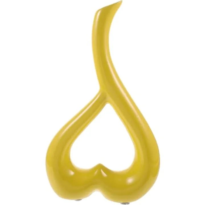VOSAREA Ceramic Heart-Shaped Receptacle Yellow Mustard Vase for Living Room