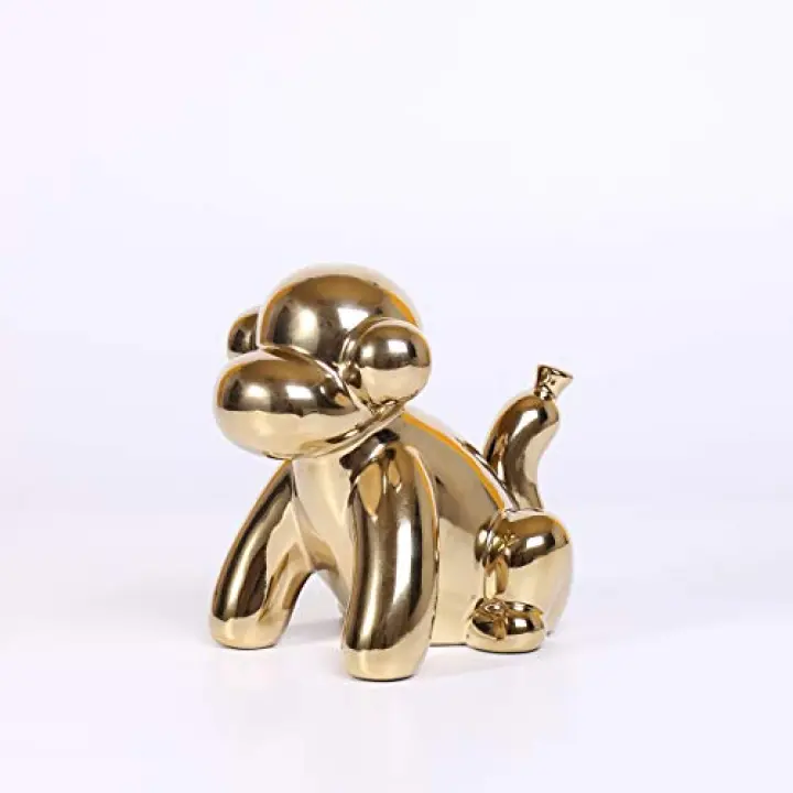 Ardax Gold Home Décor Balloon Figurine Accent, Small Ceramic Animal Statue Handmade Sculpture Ornament (Monkey)