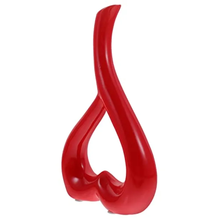 Red Creative Vases Home Decor Heart Shaped Ceramic Vase Desktop Receptacle Adornment Craft Art Vase Gift for Home Decor Living Room Receptacle Bedroom