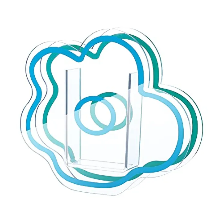 VOSAREA Blue Acrylic Cloud Shaped Vase Make Up Brush Pen Holder Elegant Modern Contemporary Design Vase for Home Office Wedding Decor