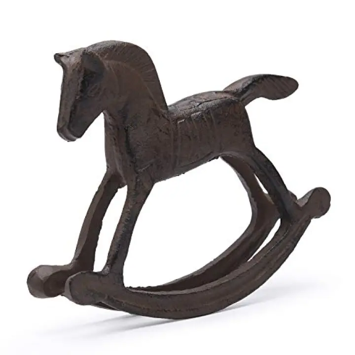 BRASSTAR Cast Iron Rocking Horse Statue 6.3” Garden Home Office Desk Decor Collection Childlike Figurine TQZDPT47