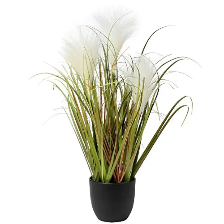 Briful Fake Plants 17" Artificial Potted Plants Faux Pampas Grass Plant with Black Pot Faux Plants Indoor for Home Bedroom Office Farmhouse Table Centerpiece Decoration