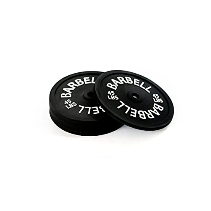 Barbell Bumper Plate Drink Coasters Set of 6, Round Black Silicone Coasters for Coffee Table, Absorbent Coaster for Drinks, Fitness Gym Gifts for Men & Women, Weightlifting Coaster Gym Accessories