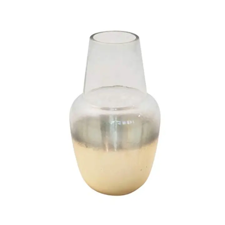 Creative Co-Op Two-Tone Glass Metallic Finish Vase, Clear & Gold