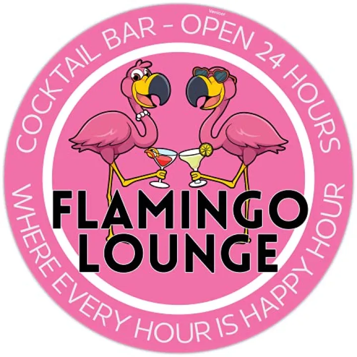 Venicor Flamingo Lounge Sign - 12 x 12 Inches - Aluminum - Pink Flamingo Gifts for Women - Outdoor Decor
