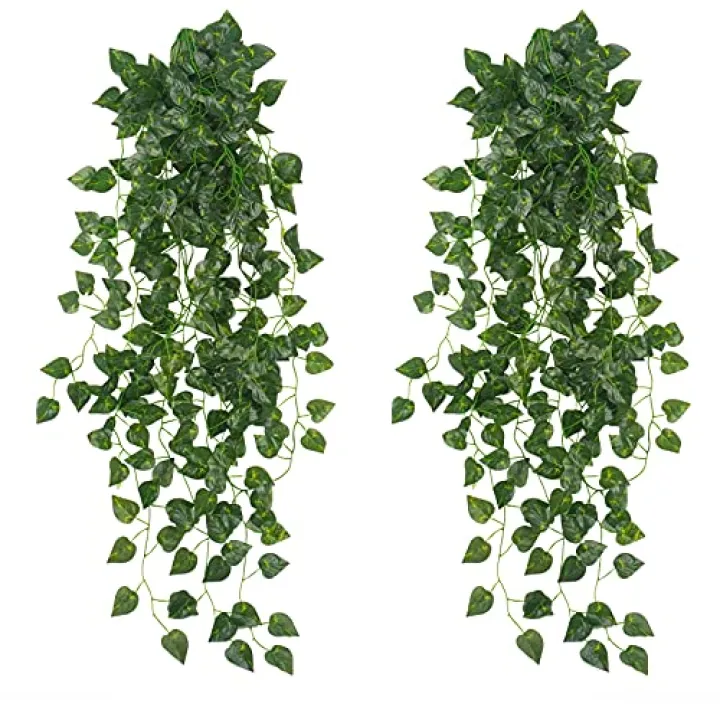Uieke 2Pcs Fake Plants for Outside Fake Plant Decor 3.1ft Artificial Hanging Plants Fake Ivy Vine Faux Greenery Vine Plant for Home Room Wall Pot Hanging Planter Indoor Outdoor Décor