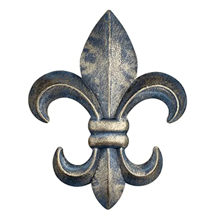Top Brass 10" Metal Fleur De Lis Wall Plaque/Art with hanger - Rustic Creole Tuscan Decor (Weathered Bronze)