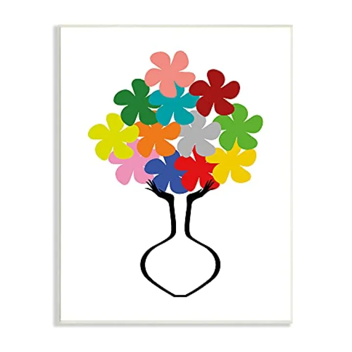 Stupell Industries Hands Holding Retro Pop Floral Arrangement Abstract Vase