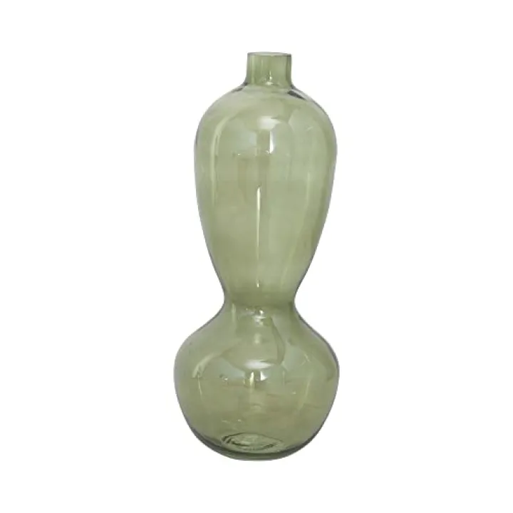 Bloomingville Green Glass Flower Vase with Curved Design