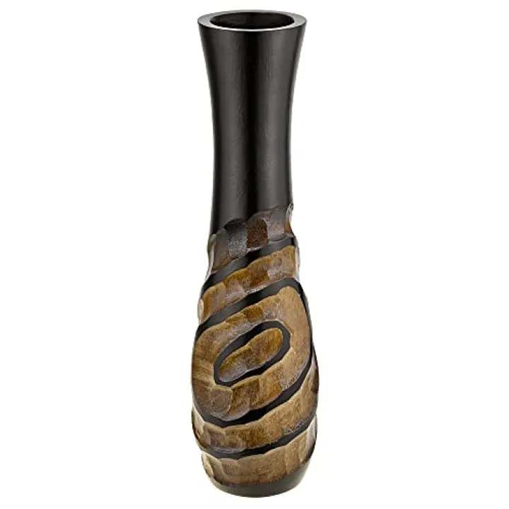 AeraVida Celestial Galaxy Spiral Hand Carved Swirl on Wood Brown Table Vase for Tropical Bali Vibes Modern and Chic Home Décor