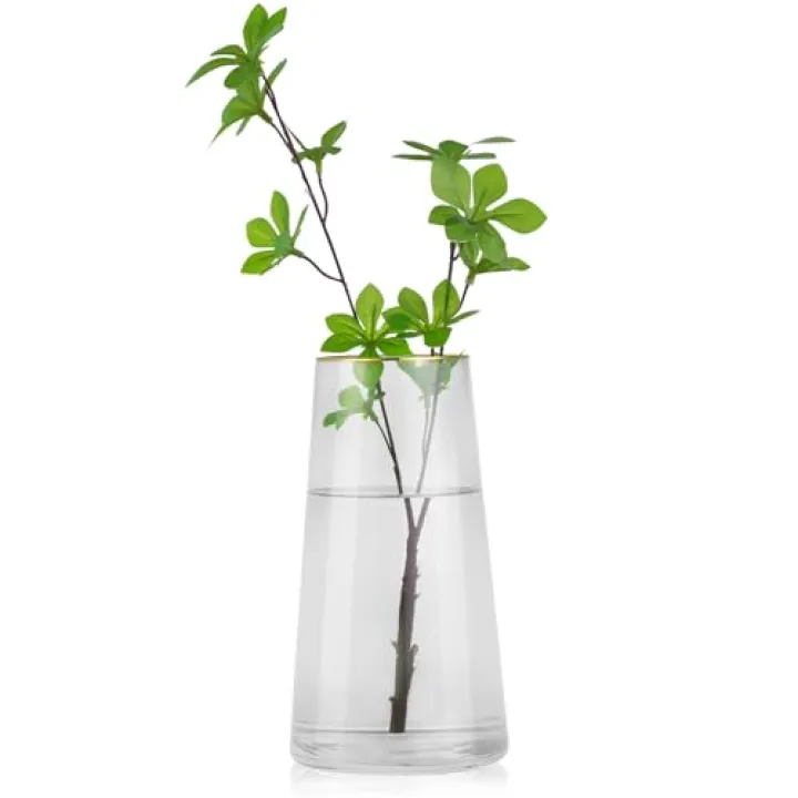 WHJY 9 inch Clear Glass Vase for Table Centerpieces Home Décor, Flower vase Modern Glass Bottles Decorative-White