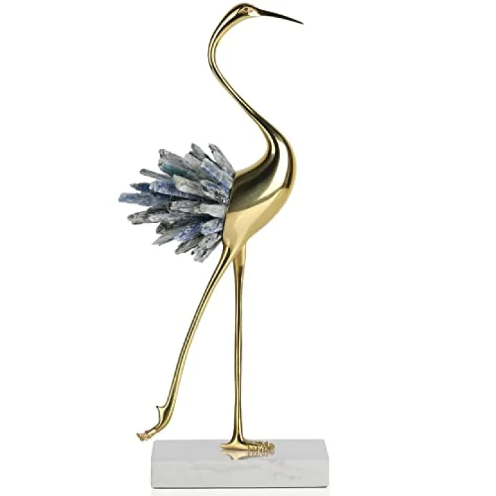 suruim Gold Decor Accents,Brass Birds Statues Gold Home Decor Modern Crystal Decor Ornaments for Living Room, Bedroom, Office Desktop, Cabinets (Blue B)