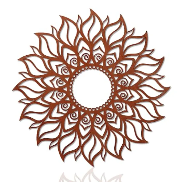 ADDMES 11.8 Inch Sun Wall Art Decor, Wooden Sun Wall Hanging Sculpture, Hollowed-out Mandala Hanging Sign for Indoor Outdoor Home Garden