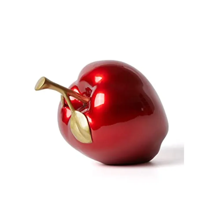 NENBOLEC Apple Decor Statue Modern Sculpture Arts Fruit Figurine Polyresin Red 7.0 inch