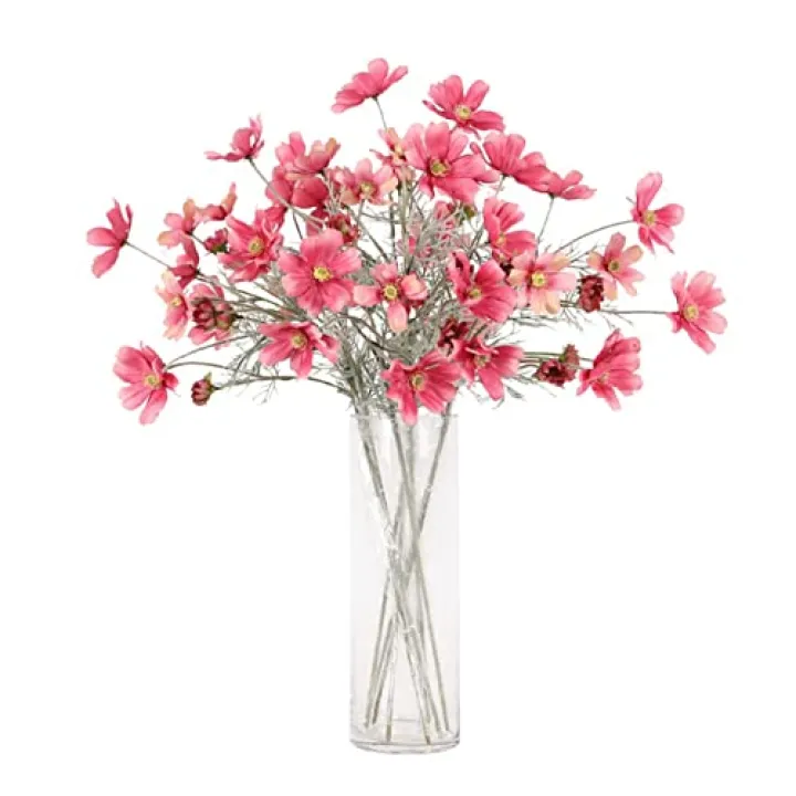 2 Pcs Artificial Flowers Plants Coreopsis Silk Flower Arrangements Wedding Bouquets Decorations Plastic Floral Table Centerpieces for Home Kitchen Garden Party Decor Approx 23.6'' High - Deep Powder