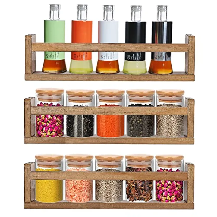 AZSKY Nursery Book Shelves for Wall Bookshelf for Kids Wood Floating Book Shelves16 Inch Wall Shelves for Living Room Bedroom Decor Kitchen Spice Rack Bathroom Storage Organizer Shelf Set of 3