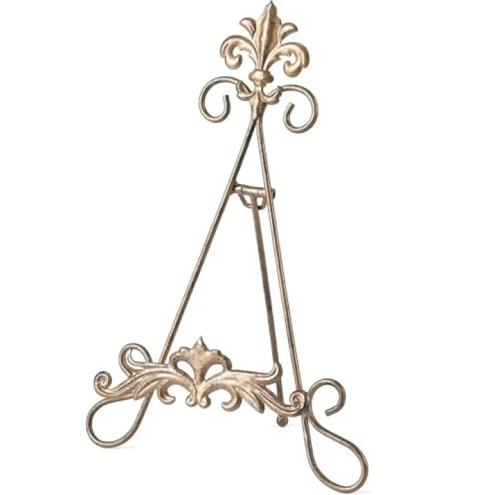 Wenbery 13.8" H Fleur-de-Lis Easel Stand,Metal Book Stand, Plate Holder Display Stand, Picture Frame Stand, Home Decor (Bronze)