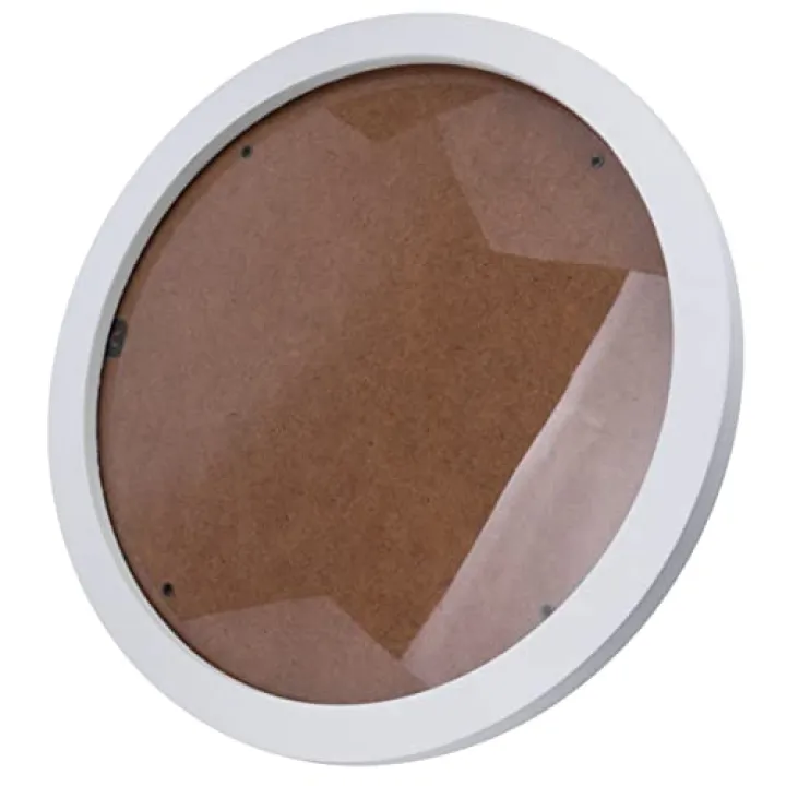 BESPORTBLE Nordic Picture Frame Wooden Round Photo Frame, Simple Nordic Style Photo Frame Hanging Desktop Decoration 10 Inches 1Pc (White) Rustic Wall