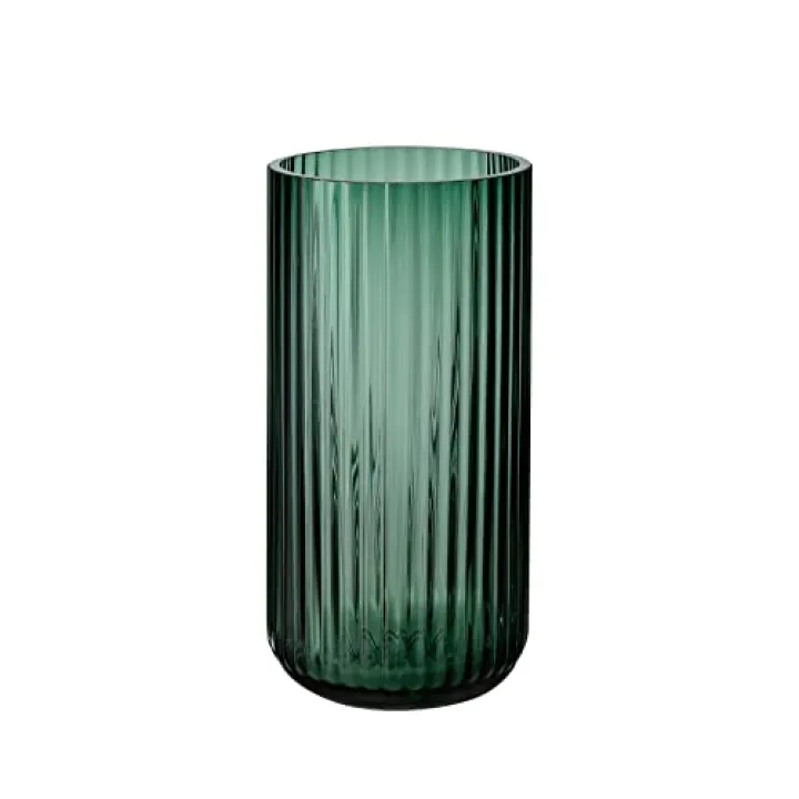 BUICCE Hand Blown Wide Mouth Ribbed Glass Flower Vase for Farmhouse Decor,Round Vintage Foding Bottles for Kitchen Dining Table Cafe Home Shelf Wedding Centerpiece.