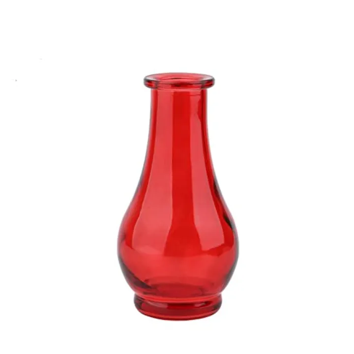 Lxzcelrt Glass Bud Vase Small Vases for Flowers,Decorative Vases for Centerpieces,Vintage Vase for Rustic Home Decor, Wedding Decorations, Bookshelf Table Flower Decor,Hydroponic Vase (red)