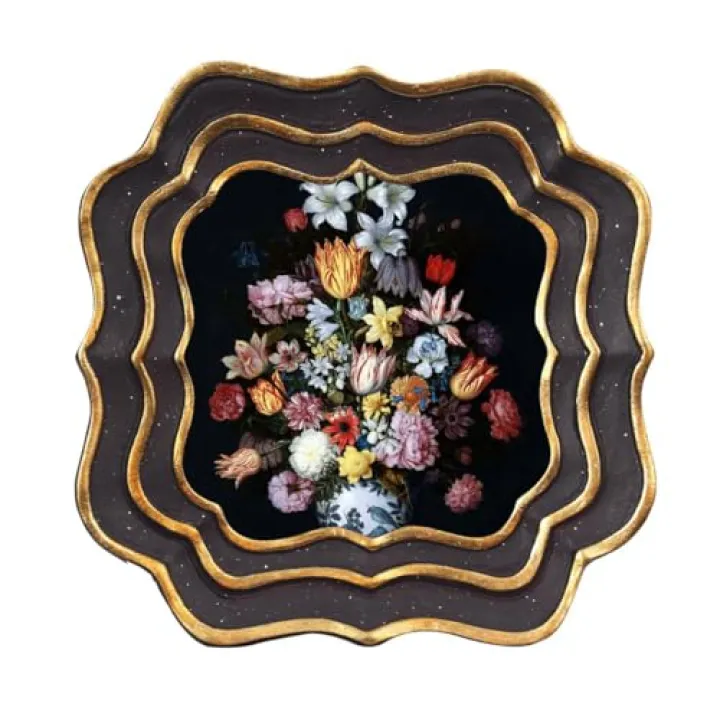 PARAFAYER Vintage Small Picture Frame 4x4,Antique Ornate Photo Frame With Gold Line Pattern, High Definition Glass Front,Retro Home Decor Art Gallery (Purple and Gold 4x4)