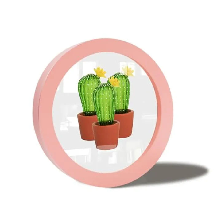 irbaniland Colorful Round Photo Frames for Wall Mounting Display or Table Mounting Picture Frame Decorative Hanging Circle Photo Frame for Kitchen Gallery Wedding Round Frame (Pink,8 Inch)