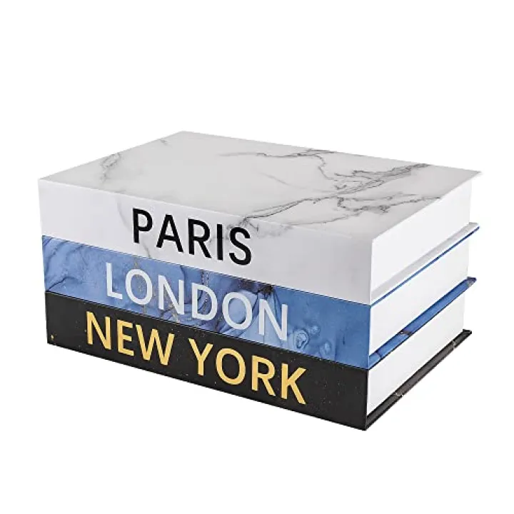 YD SZ YADOO Home Decorative Books: Faux Book for Decoration Storage Box for Coffee Table Decor Book, Set of 3 Stacked Books for Bookshelf Décor