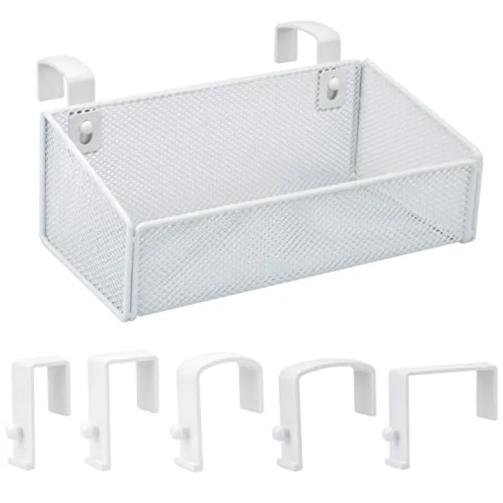 MATIMASU Bedside Caddy Hanging Storage Basket Beside Shelf Metal Organizer for Collage Dorm Bunk Bed,Hospital Bed,Baby Bed - Bedroom Essentials for Magazine,Remote Control,Phone,Drinks (White)