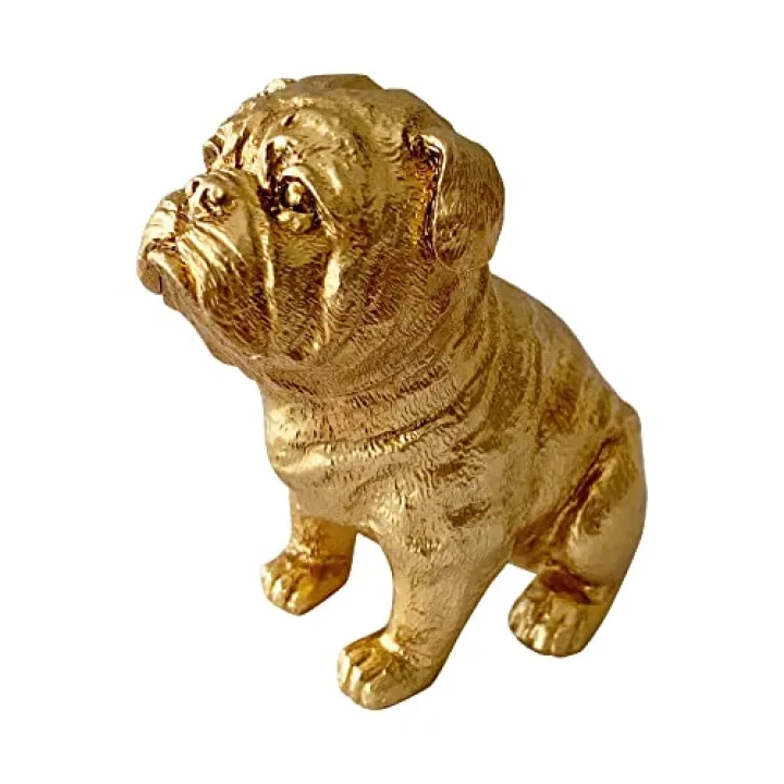 Pewery Golden Dog Statue, Animal Figurine Home Decor, Dog Sculpture for Home Office Desktop Bookshelf