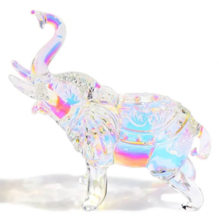YWHL Cute Crystal Glass Elephant Figurine, Collectible Gifts for Elephant Lovers Women, Animal Statue for Home Decoration